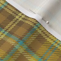 Double Cross Plaid in Tan and Umber with a dash of Turquoise