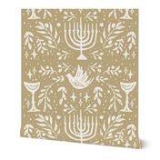 Hanukkah Gold for Holiday Decor, Fabric, Tea Towels, & Pillows