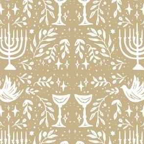 Hanukkah Gold for Holiday Decor, Fabric, Tea Towels, & Pillows