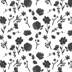 floral black and white