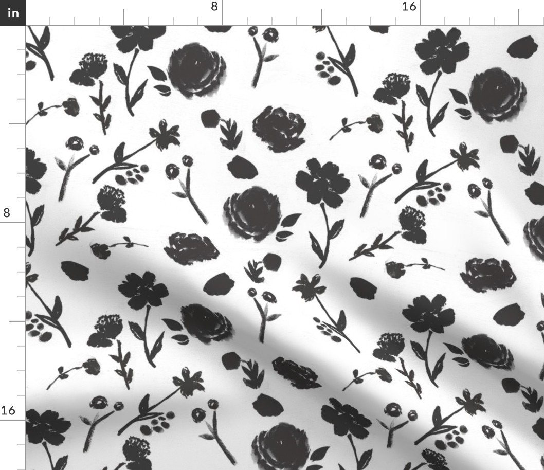 floral black and white