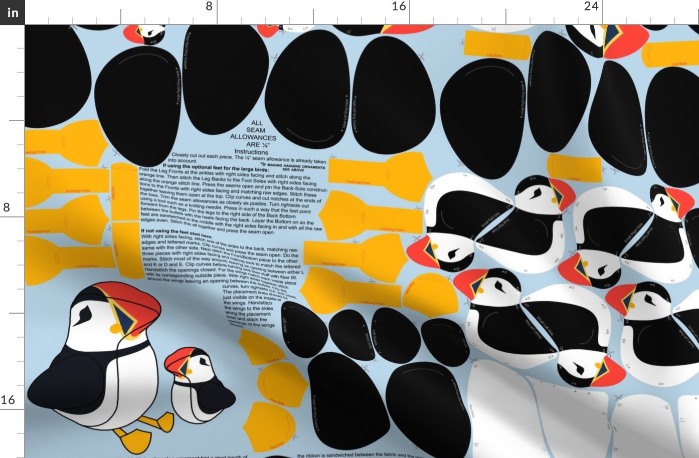 Yard of Puffins cut and sew