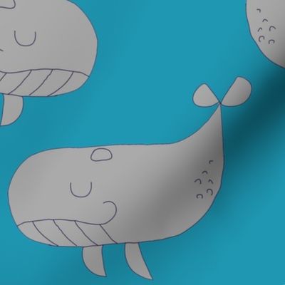 Whales on Blue