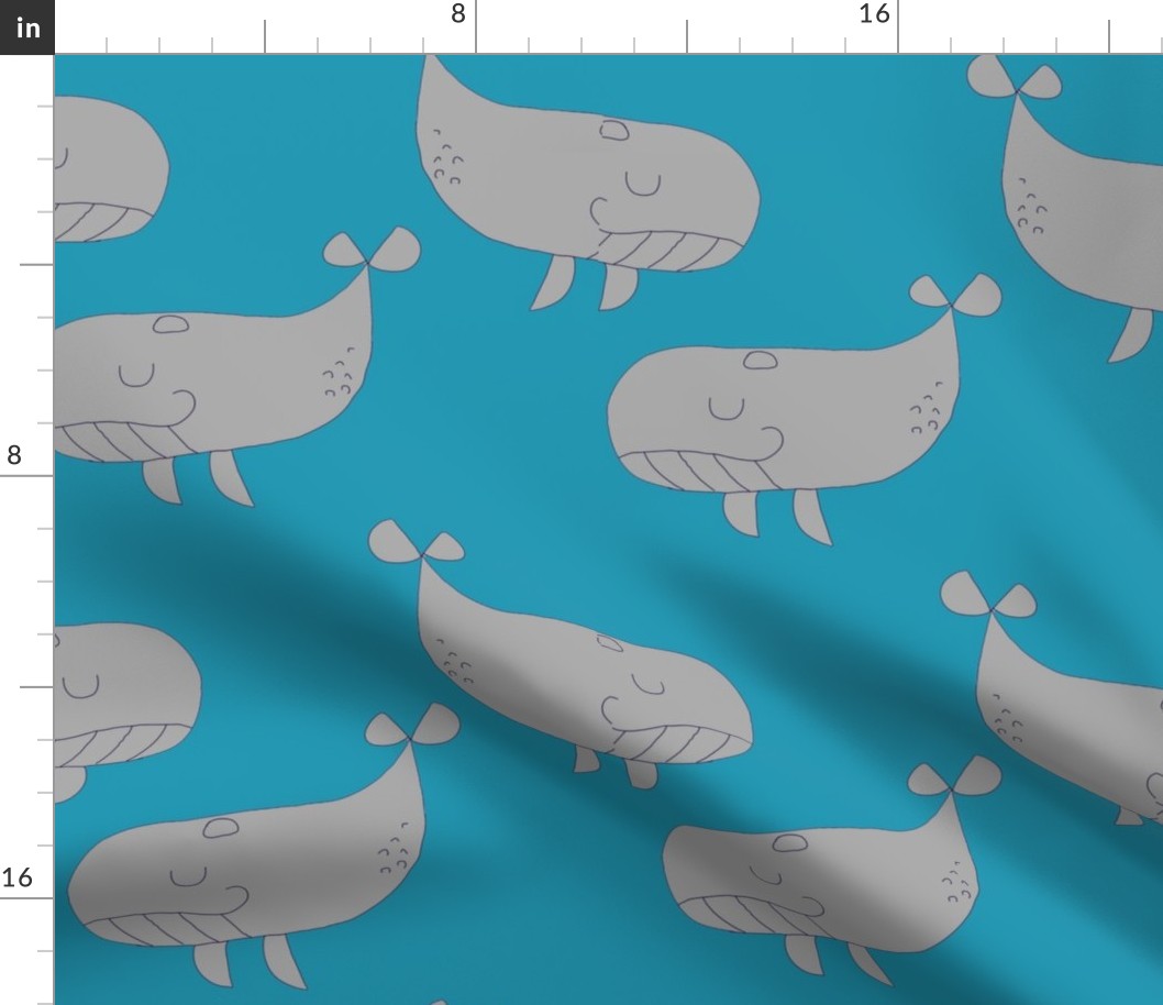 Whales on Blue