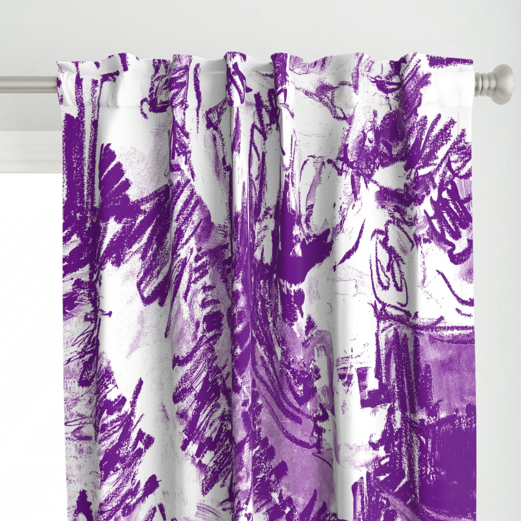 Purple White graphic floral abstract