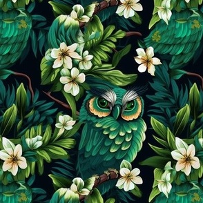 Hawaiian plumeria Green Owl Design