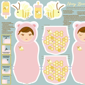 Honey Bear Baby Doll with 2 Pockets, Bee, and a Honey Bottle