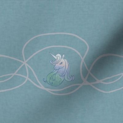 Pastel Unicorn on Smoky Aqua