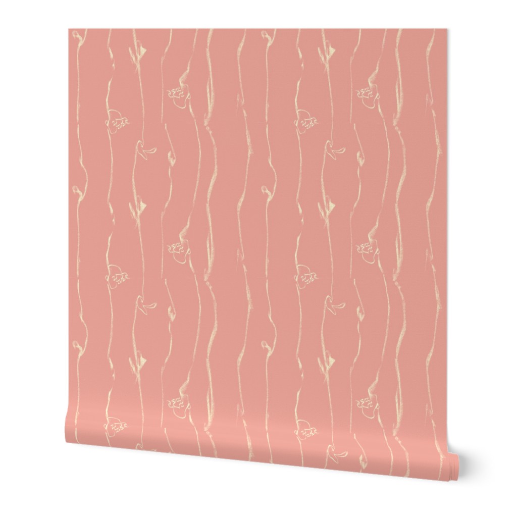  Ivory Vine Stripe Pastel Blush