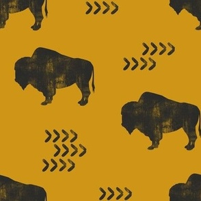 distressed buffalo - black on yellow gold LAD20