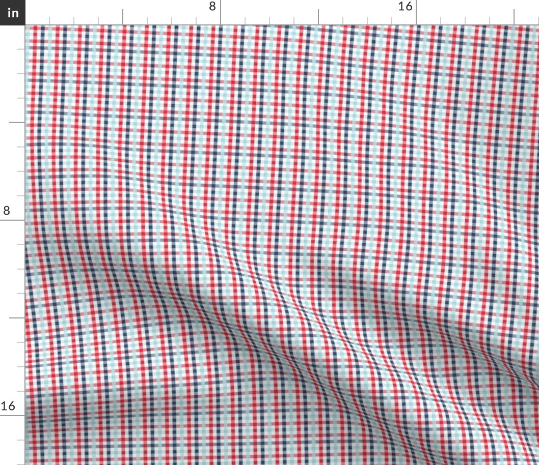 (micro scale) red, blue & light blue plaid - check - LAD20BS