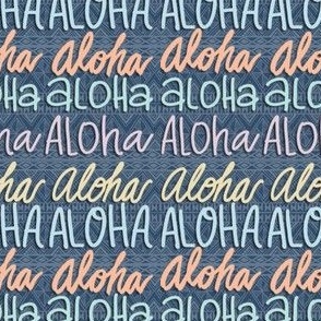 Aloha tribal blue and pastel words