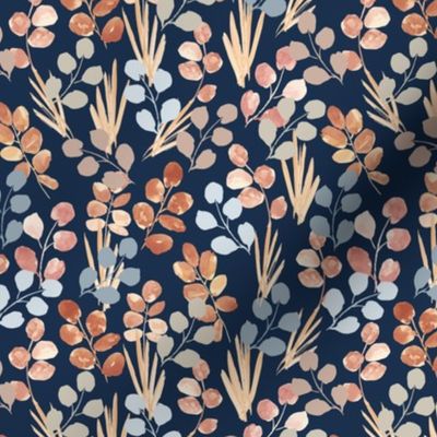 Autumn Grasses - Navy 6" repeat