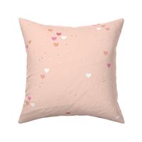 Rainbow love planets hearts confetti pride gay universe on beige coral pink LARGE