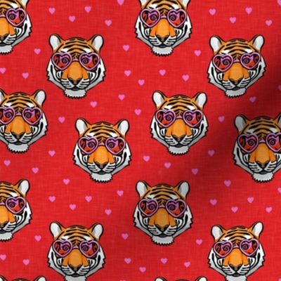 Tigers with heart glasses - red - valentines day - LAD20
