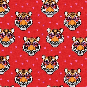 Tigers with heart glasses - red - valentines day - LAD20