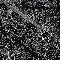 chalk floral in black small