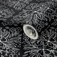 chalk floral in black small