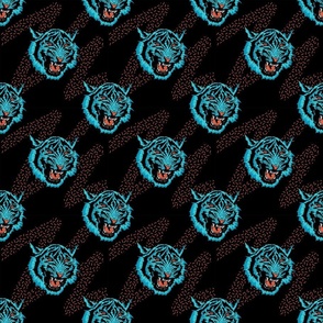 6" - Pop Art 80s Style Tigers in Electric Blue