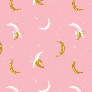 Banana moon on pink sky