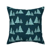 Winter Forest on Dark Blue