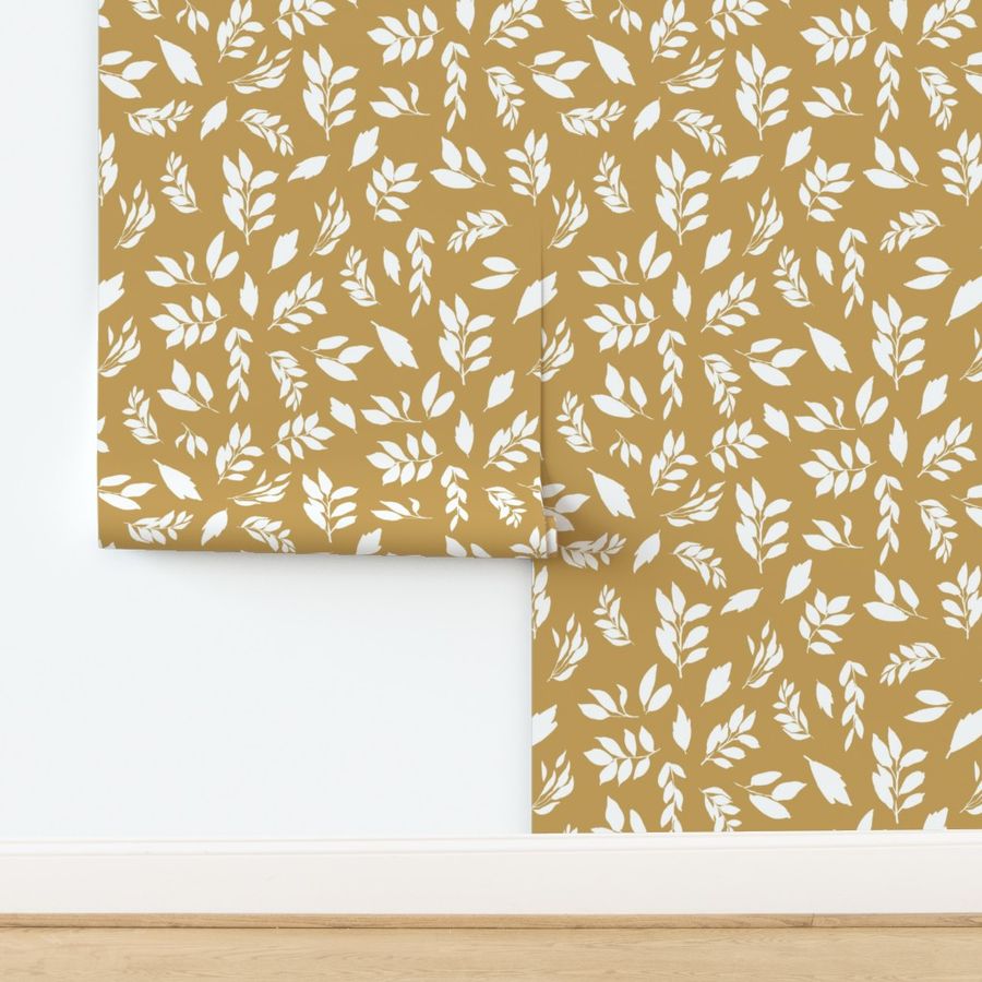 6" White Leaves with Honey Mustard Background