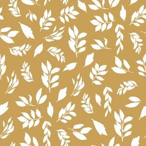 6" White Leaves with Honey Mustard Background