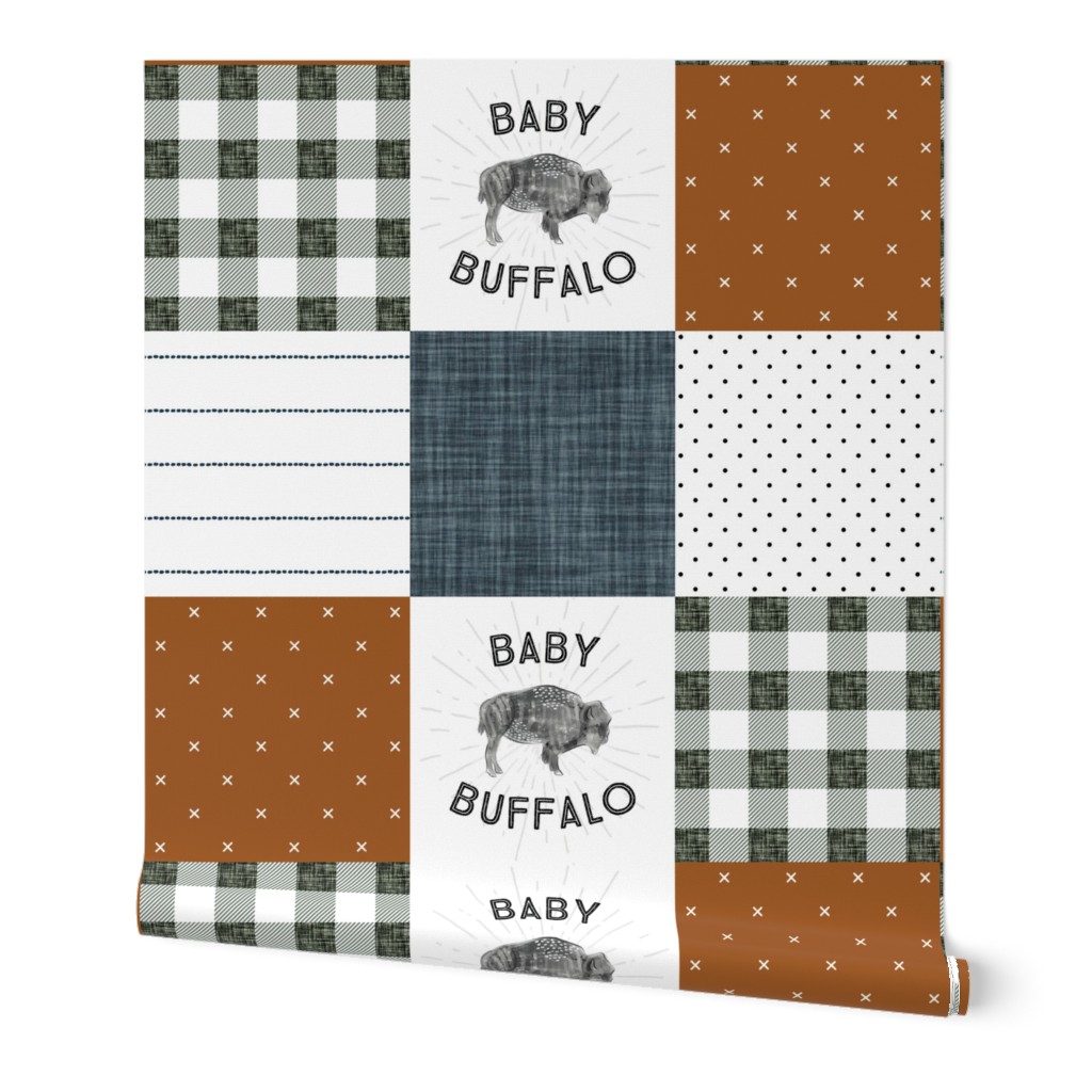 3x3 patchwork lovey: baby buffalo