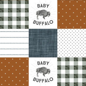 3x3 patchwork lovey: baby buffalo