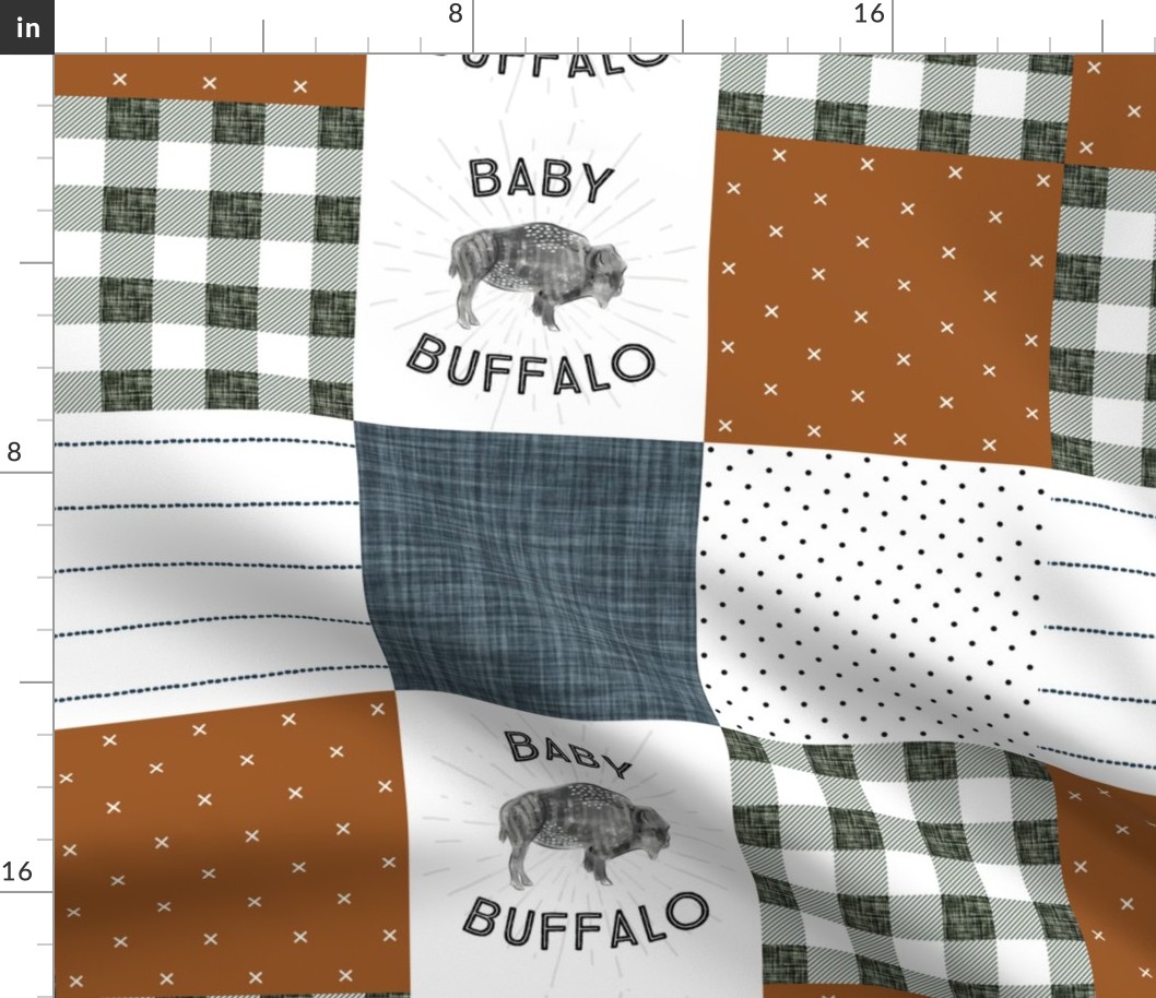 3x3 patchwork lovey: baby buffalo