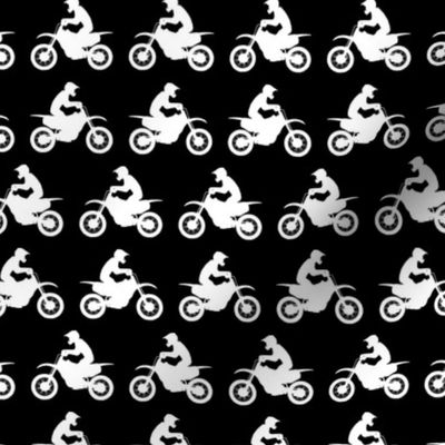 (small scale) motocross rider - black and white dirt bikes - LAD20BS