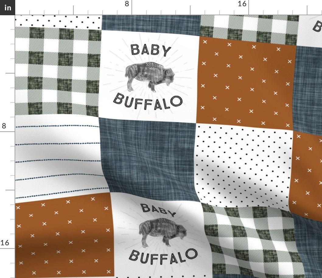 6" patchwork wholecloth: baby buffalo