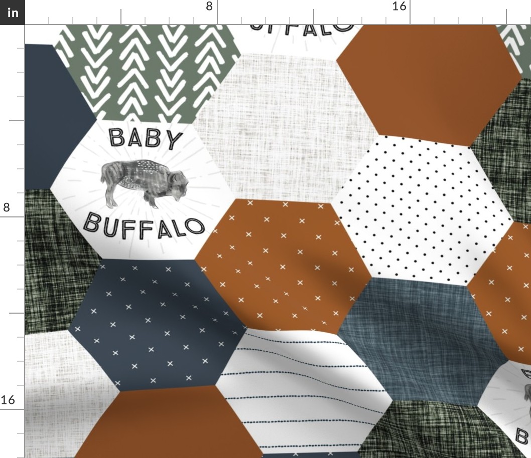 6" hexagon wholecloth: baby buffalo