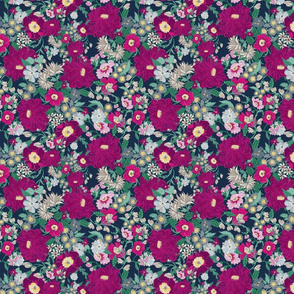 Medium Navy Berry Floral