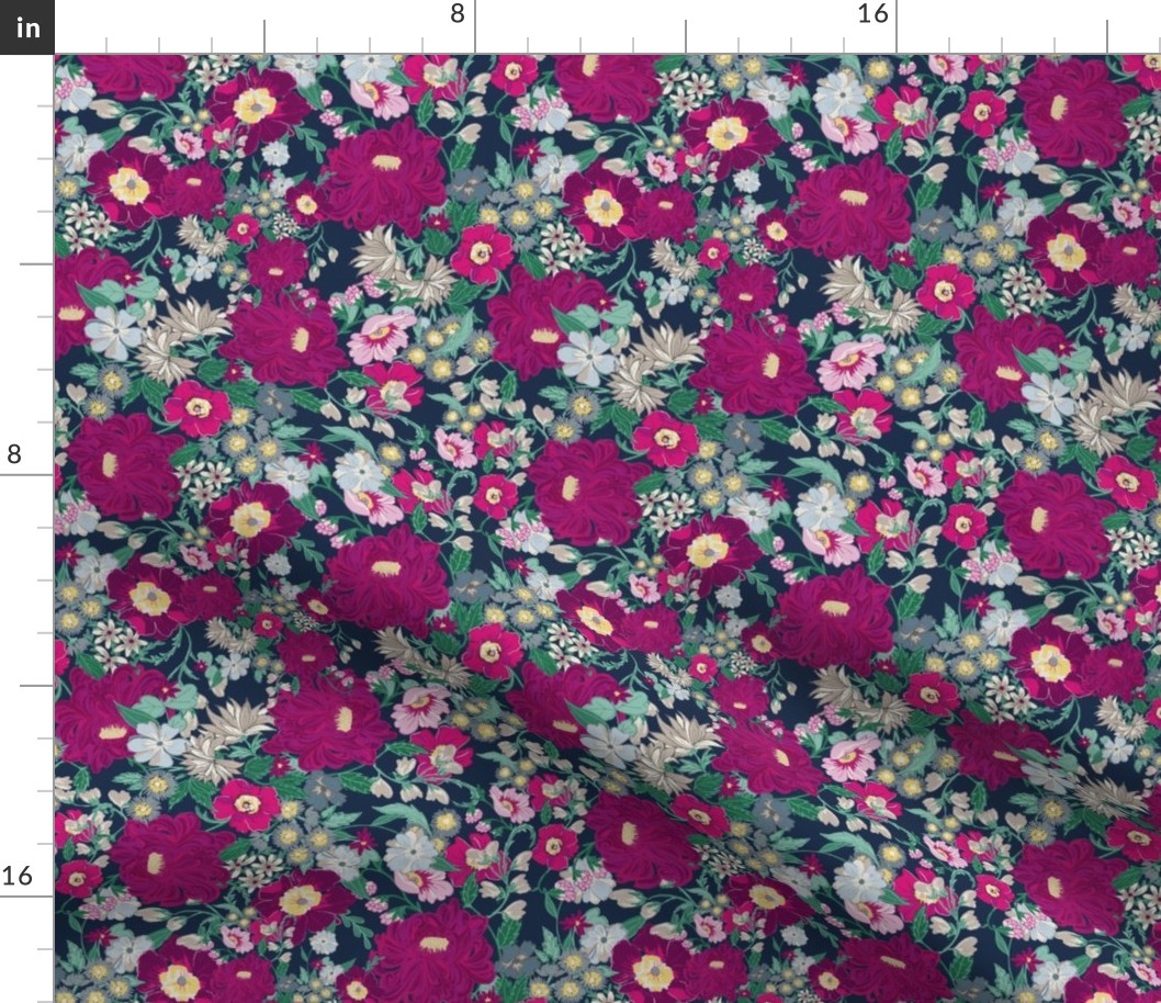 Medium Navy Berry Floral