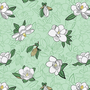 Southern Magnolia Toss mint green