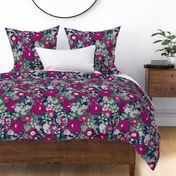 Large Navy Berry Floral