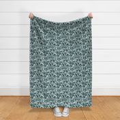 Mid Century modern Birds -Teal- Linen Medium