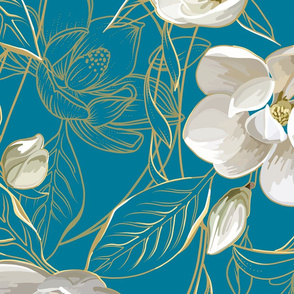 Southern Magnolias | Large | Cool Blue #007a99