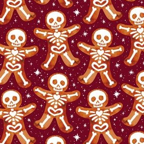 Gingerdead Men - Spooky Gingerbread Skeletons - Maroon