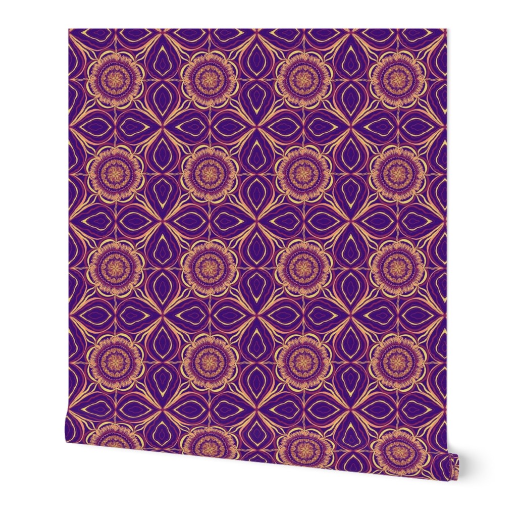 Robert purple flowers violet Neo Art Deco  coral ocher pink trending table runner tablecloth napkin placemat dining pillow duvet cover throw blanket curtain drape upholstery cushion duvet cover wallpaper fabric living decor clothing shirt 