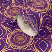 Robert purple flowers violet Neo Art Deco  coral ocher pink trending table runner tablecloth napkin placemat dining pillow duvet cover throw blanket curtain drape upholstery cushion duvet cover wallpaper fabric living decor clothing shirt 