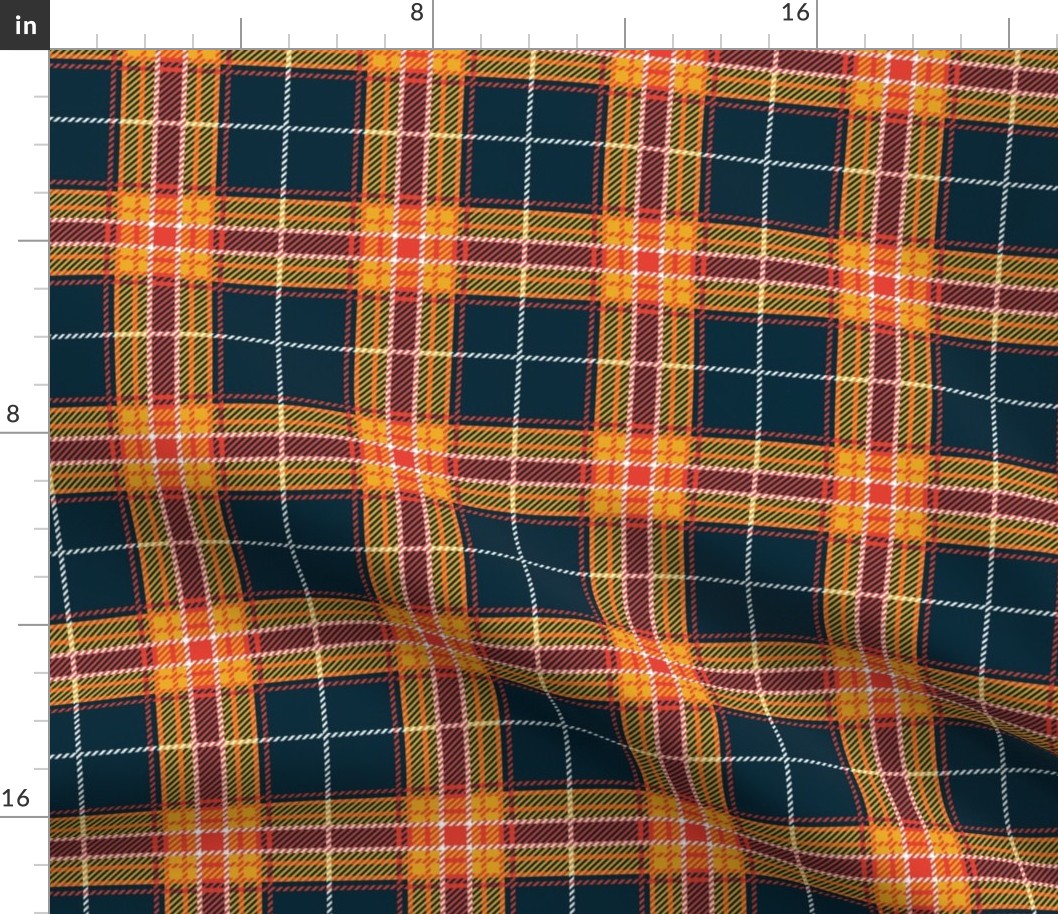 Navy Orange Yellow Plaid