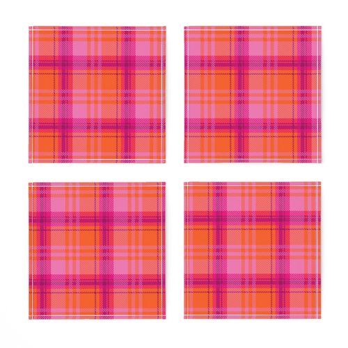 Pale Pink Orange Plaid