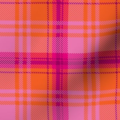 Pale Pink Orange Plaid