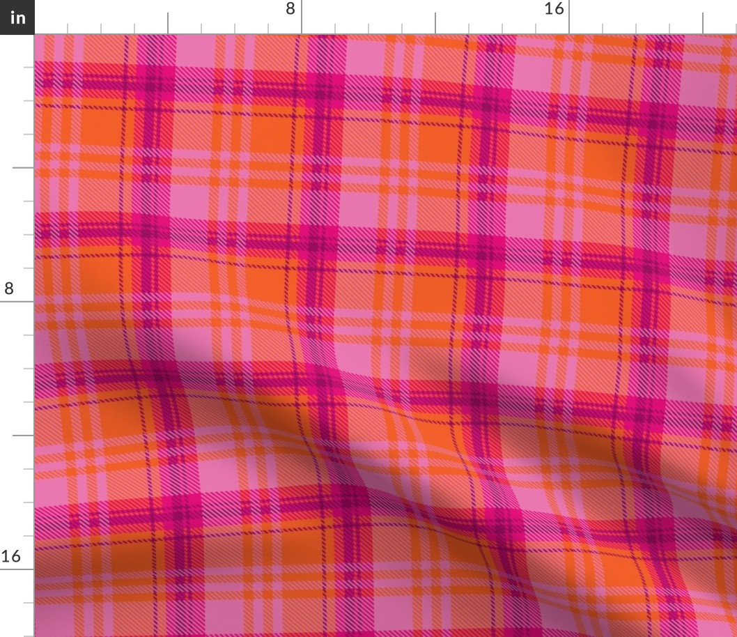 Pale Pink Orange Plaid