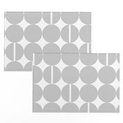 "Core" Large geometric,  light grey polkadots on white.