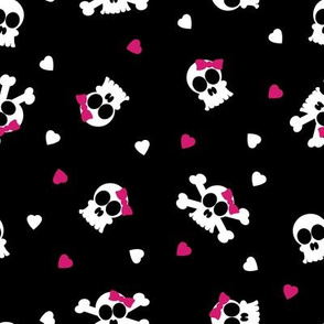 Skull and Bones Pattern Pink and Black