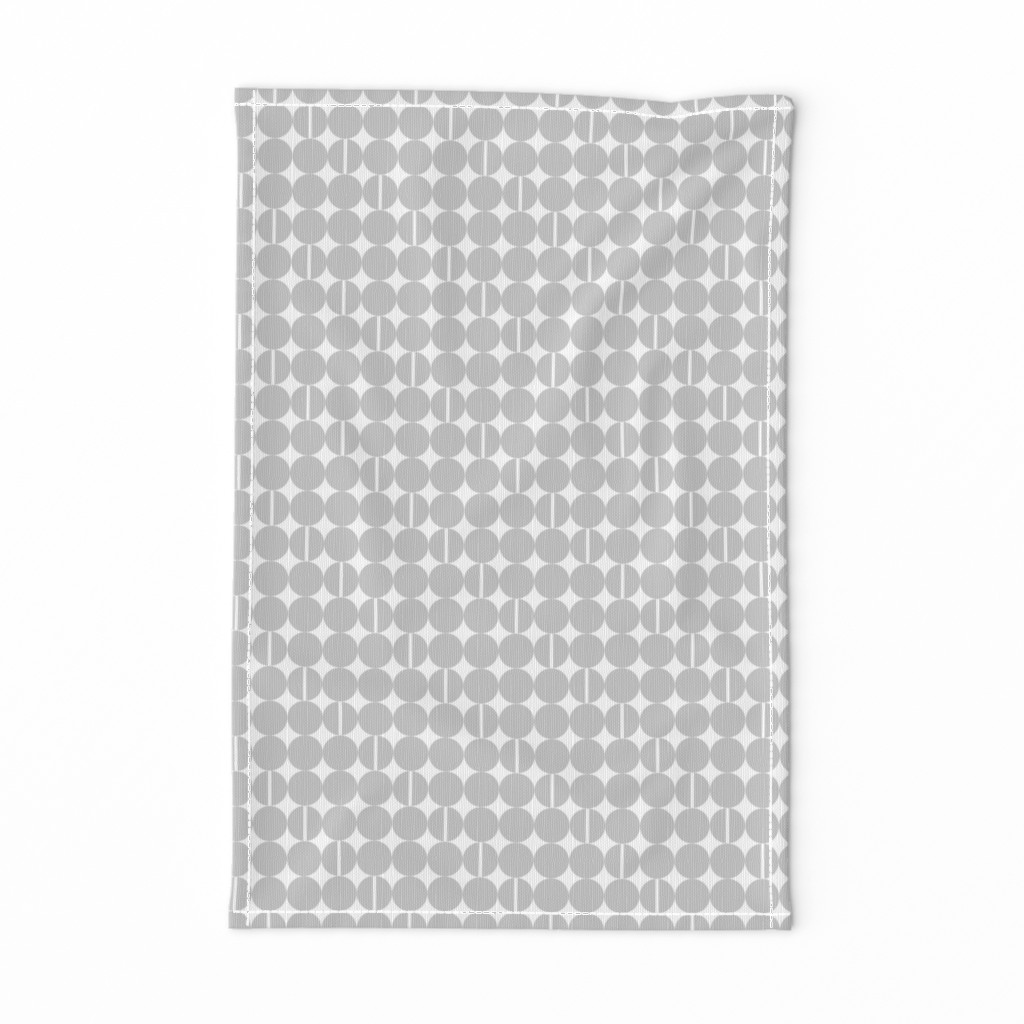"Core" Small geometric, light gray polkadots on white.