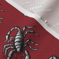 Creepy cursed halloween scorpios on red | small